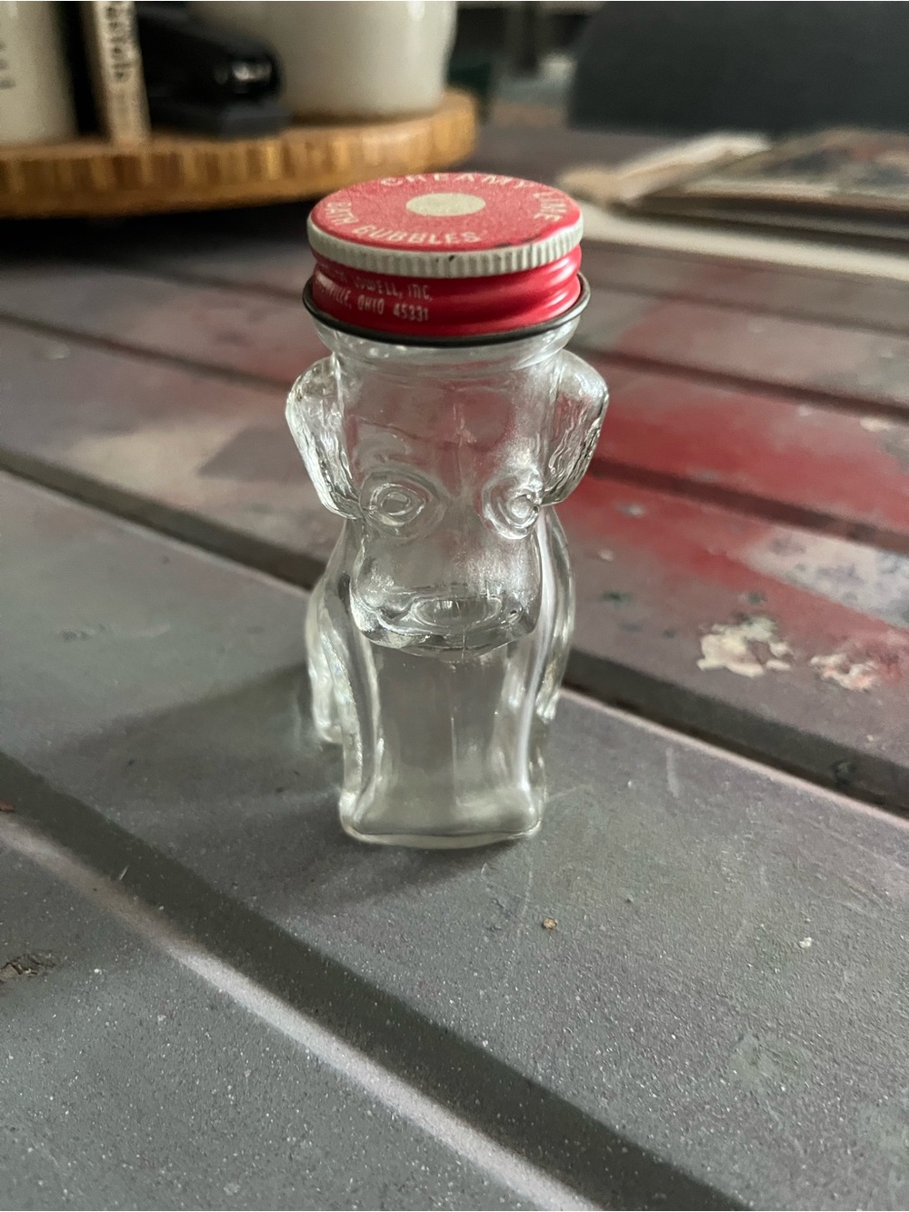 Vintage bubble bath dog jar